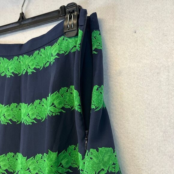 J. CREW 100% Silk Skirt Size 8 Beanstalk Stripe Blue Green Mini Pleats Lined - Picture 12 of 15